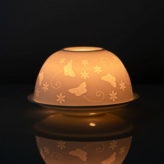 White Ceramic Butterfly Tea Light Holder
