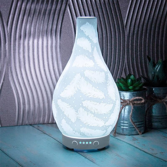 Etched Porcelain Feather Aroma Diffuser
