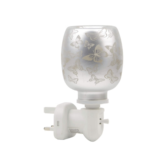 White Satin Plug In Warmer - Butterfly