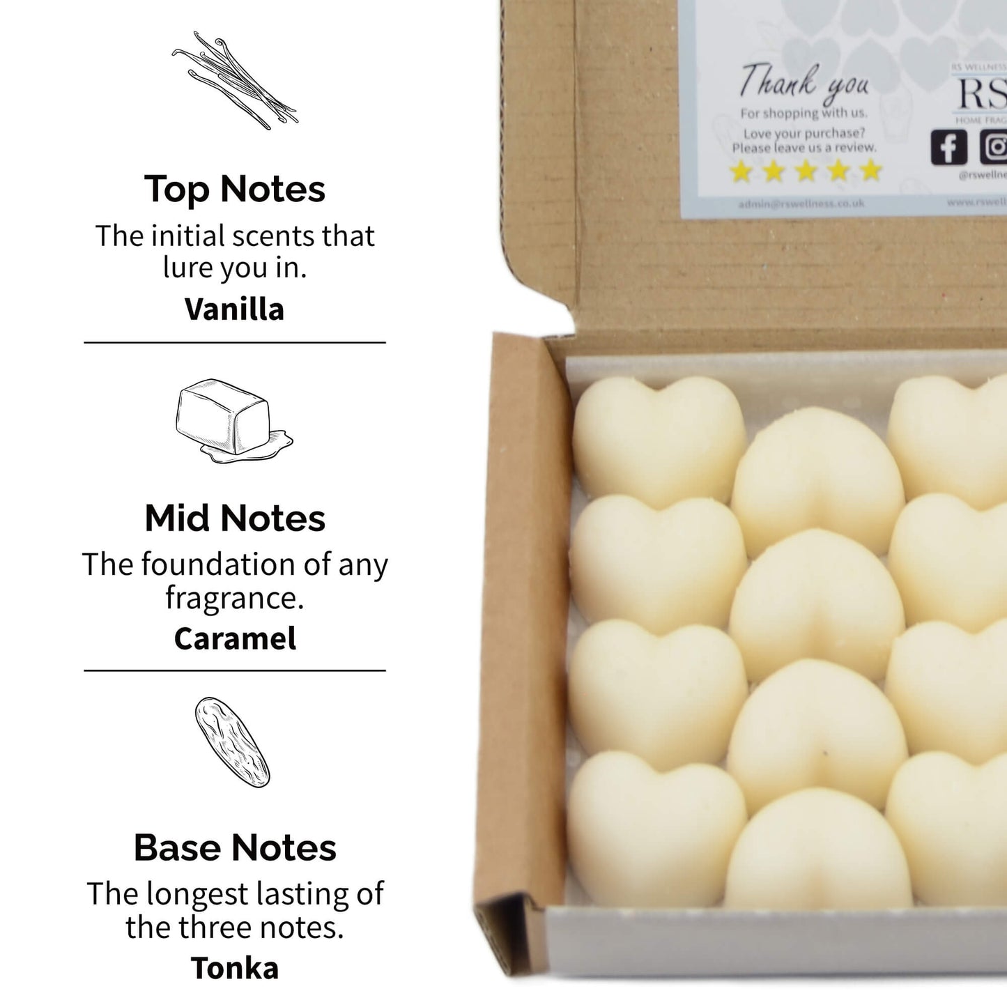 French Vanilla Scented Heart Wax Melts