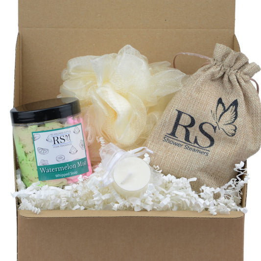 RS Wellness Luxurious Shower Gift Set - Whipped Soap - Shower Steamers - Shower Puff