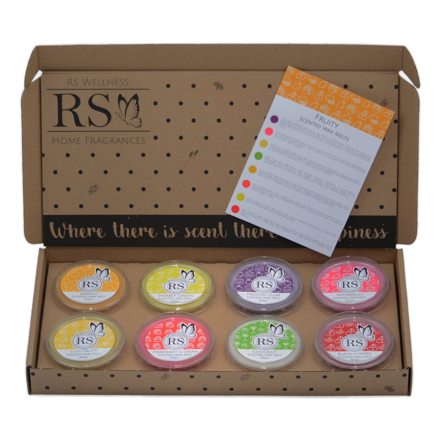 Fruity Selection - Box Of 8 Highly Fruity Scented 50g Soy Wax Tubs